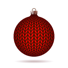 Image showing Red Knitted Christmas Ball.