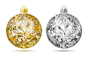 Image showing Gold and silver Openwork Christmas balls