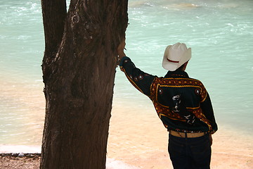 Image showing Man by river in Huasteca, Mexico