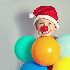 Image showing boy in Santa Claus hat