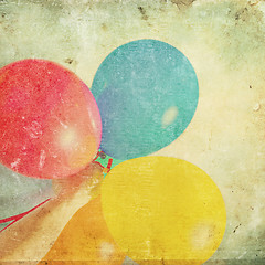 Image showing paper texture with multicolored balloons