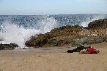Image showing Sleeping on a Mexican beach