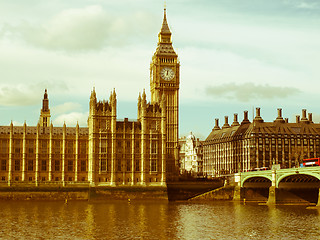 Image showing Retro looking Houses of Parliament, London