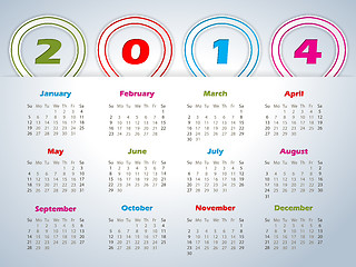 Image showing 2014 calendar with balloon shaped ribbons