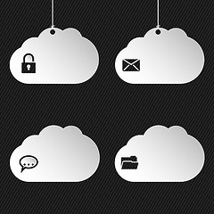 Image showing Cloud network icons on black background