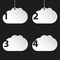 Image showing Numbered cloud network icons on black background