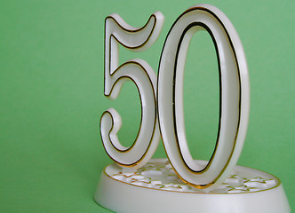 Image showing 50th sign angled