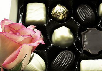 Image showing rose and chocolates