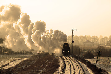 Image showing Old retro steam train