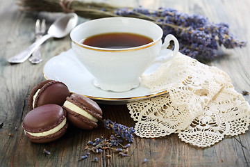 Image showing Macarons with lavender cream.