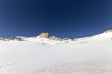 Image showing Snowy plateau and rocks