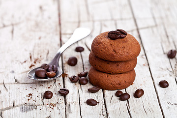 Image showing chocolate cookies and coffee beans