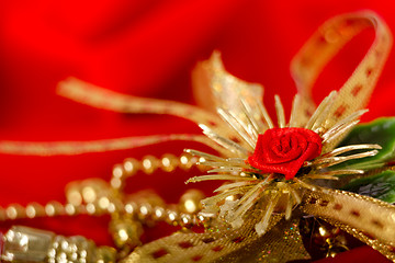 Image showing Red and gold. Holiday decorations