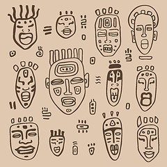 Image showing African Masks set.