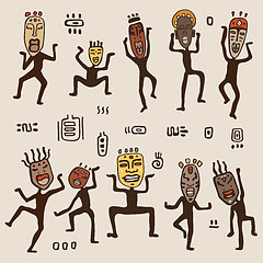 Image showing Dancing figures wearing African masks.