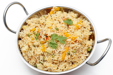 Image showing Tomato biryani in a kadai