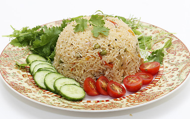 Image showing Tomato biryani and salad