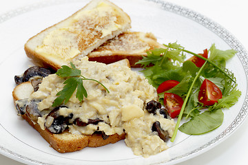 Image showing Egg mushroom and salad lunch
