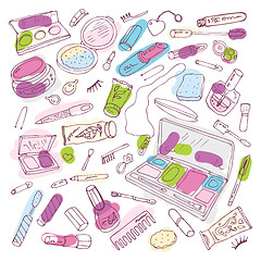 Image showing Cosmetics.  Makeup set.