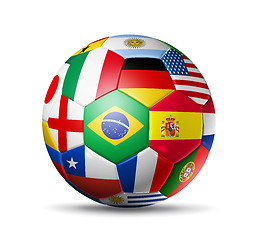 Image showing Brazil 2014,football soccer ball with world teams flags