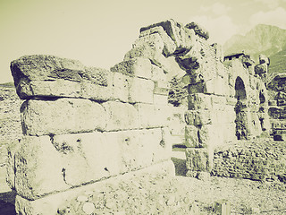 Image showing Vintage sepia Roman Theatre Aosta