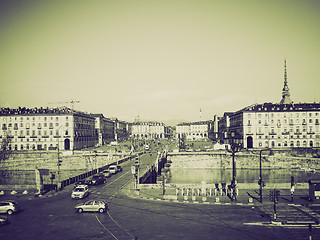 Image showing Vintage sepia Piazza Vittorio, Turin