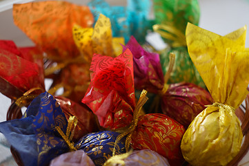 Image showing Easter eggs in a decorative paper close-up