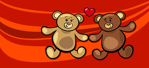 Image showing teddy bears in love valentine card