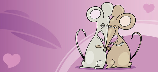 Image showing mice in love valentine card cartoon