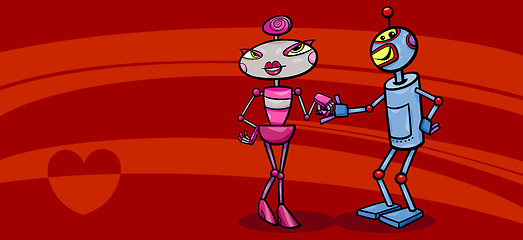 Image showing robots couple in love valentine card