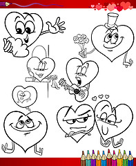 Image showing valentine cartoon themes for coloring