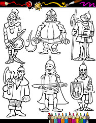 Image showing Knights Cartoon Set for coloring book