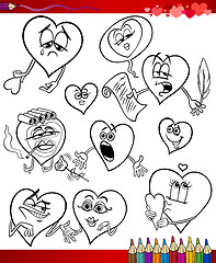 Image showing valentine cartoon themes for coloring