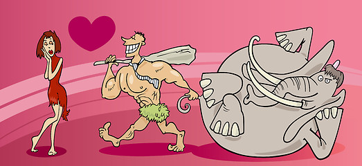 Image showing cavemen couple in love valentine card