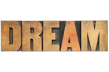 Image showing dream word in wood type