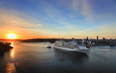 Image showing Celebrity Solstice arriving in Sydney, Australia at Dawn