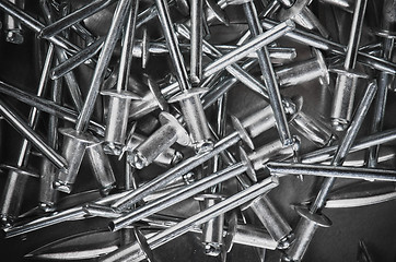 Image showing Aluminium assembly rivets, close up