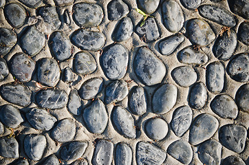 Image showing Cobblestone road a close up