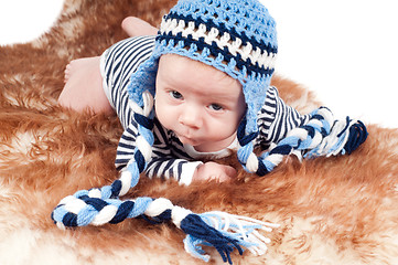 Image showing Newborn baby in funny hat