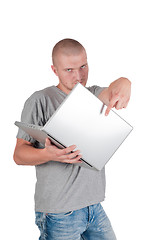 Image showing Man in casual clothes with laptop