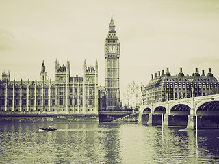 Image showing Vintage sepia Houses of Parliament, London