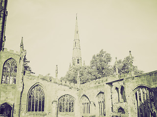 Image showing Vintage sepia Coventry Cathedral ruins