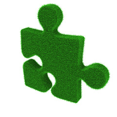 Image showing Green grass puzzle piece