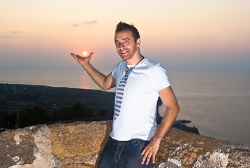 Image showing handsome man at sunset