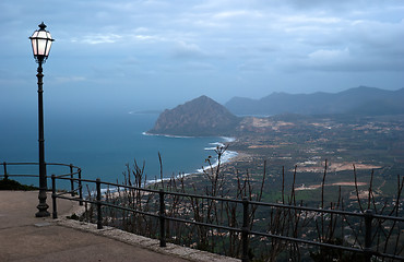 Image showing Erice by night with street lamp