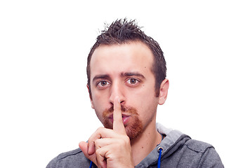 Image showing Man showing silent sign