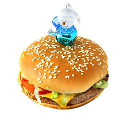 Image showing Hamburger with snowman