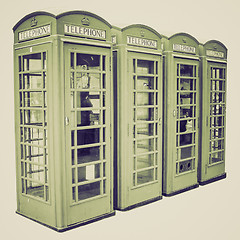 Image showing Vintage sepia London telephone box