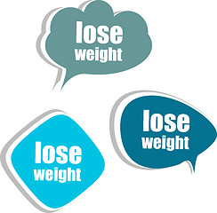 Image showing lose weight word on modern banner design template. set of stickers, labels, tags, clouds