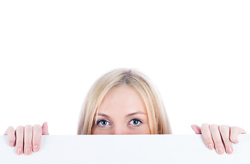 Image showing Woman beside whiteboard